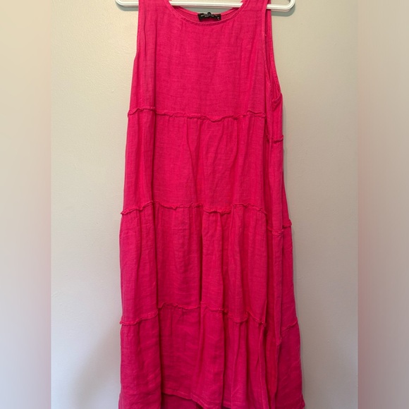 Hot pink linen dress - Picture 1 of 1